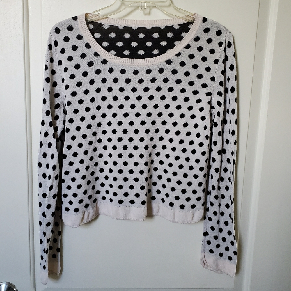 Kensie reversible polka dot crop sweater